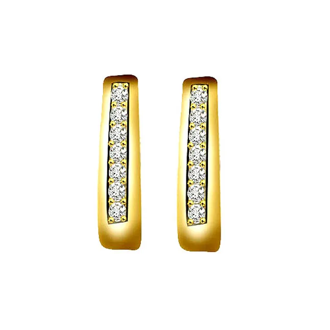 Glowing Sun 028 ct Diamond Gold Earrings -Balis & Hoops