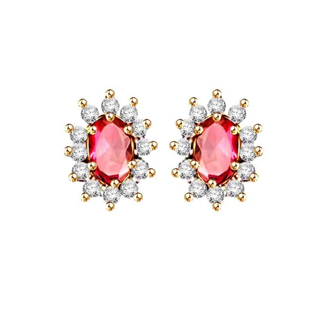 Glimmerings Dream Diamond & Ruby Earrings ER280 -Dia & Gemstone