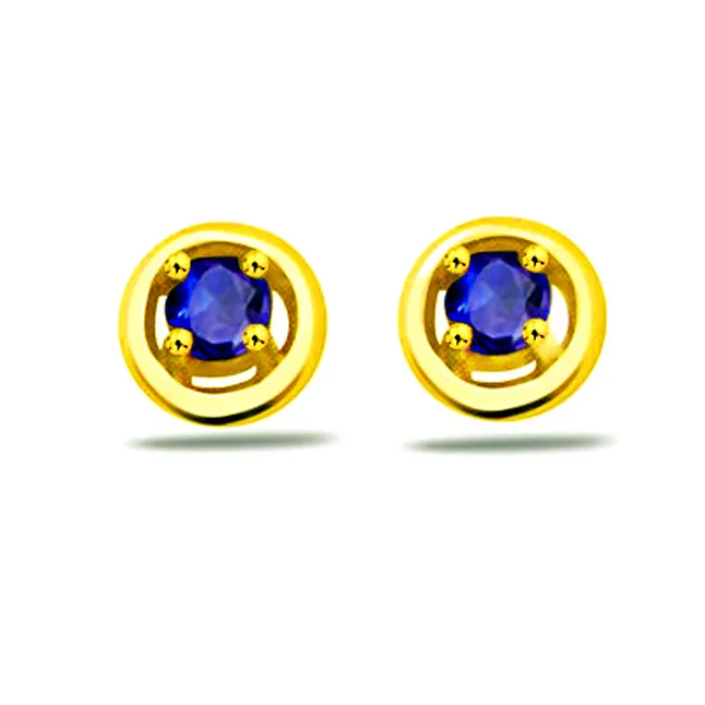 Ocean Star Classic Round Sapphire Gold Earrings (ER283)