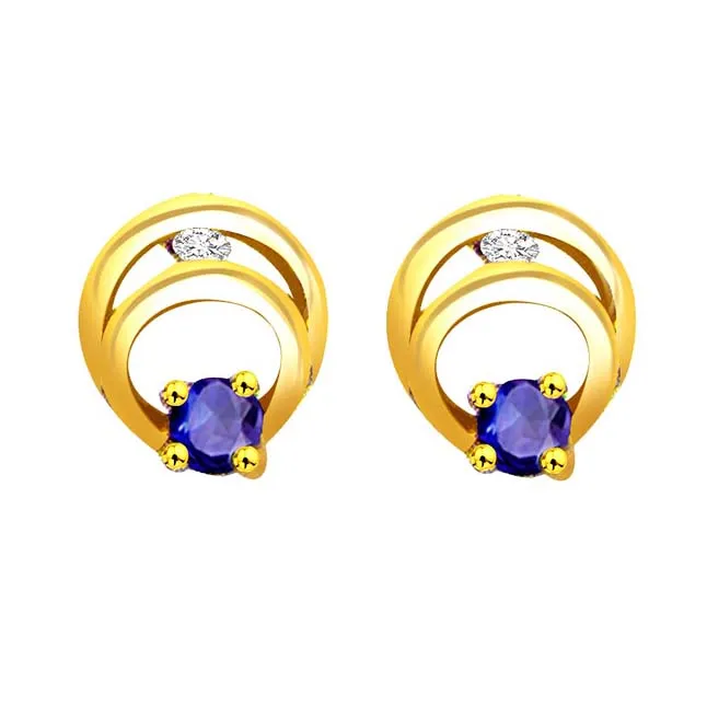 Moonlight Magic 0.06cts Classic Diamond & Sapphire Gold Earrings (ER284)