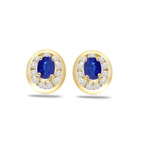 Dew Drop Delight 0.22cts Classic Diamond & Sapphire Gold Earrings (ER285)