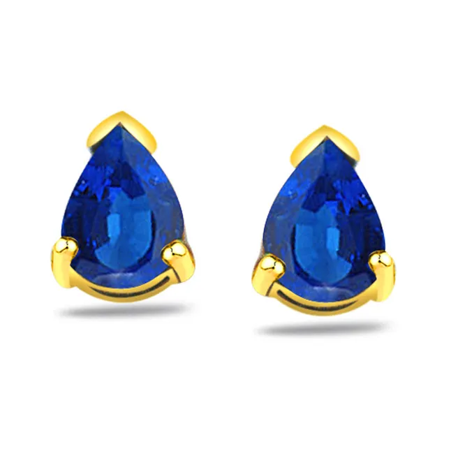 2.00 ct Pear Shape Sapphire Earrings -Dia & Gemstone