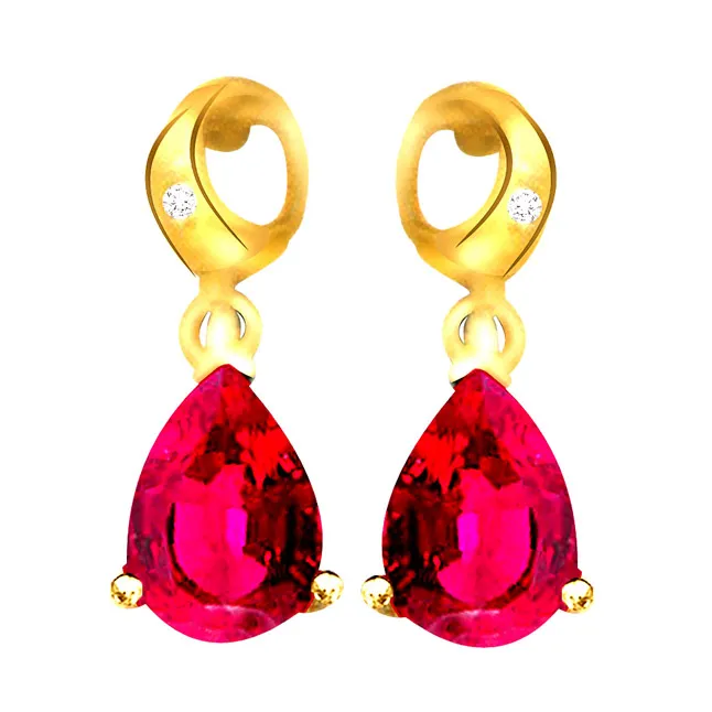 Fine Diamond & Ruby Earrings ER307 -Dia & Gemstone