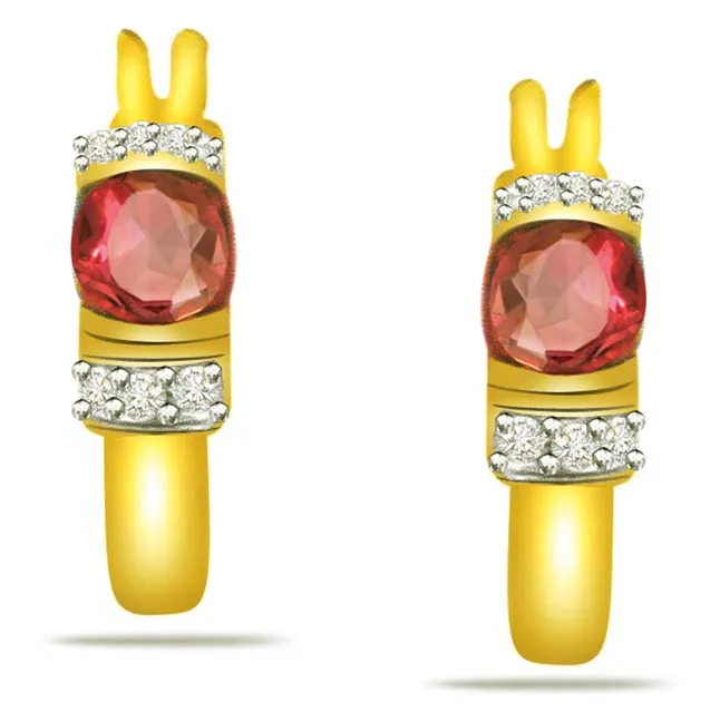 0.10cts Diamond & Round Ruby Earring (ER309)