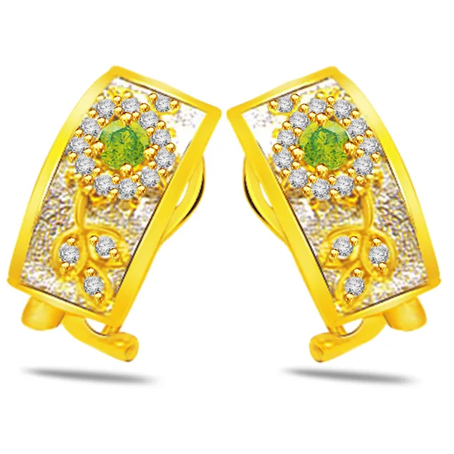 0.60 ct Diamond & Emerald Earrings -Dia & Gemstone