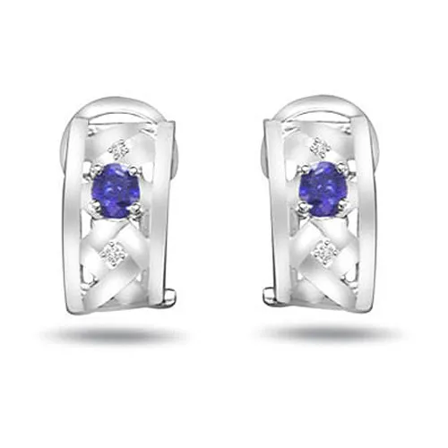 0.08 ct Diamond & Sapphire Gold Earrings -Dia & Gemstone