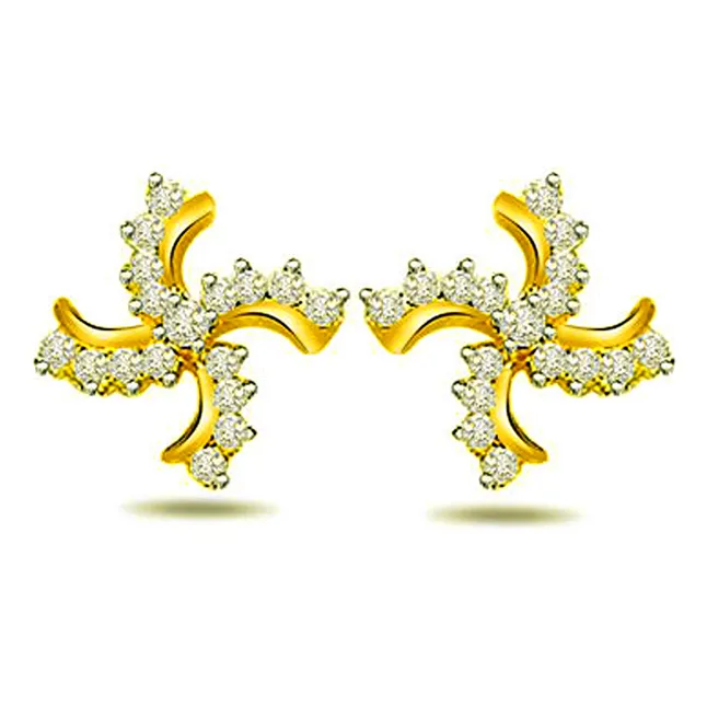 Golden Swastik 0.70cts Diamond Fancy Earring (ER332)