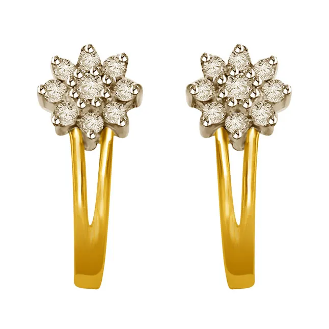 0.50 cts Diamond Solitaire Earrings -Flower Shape Earrings