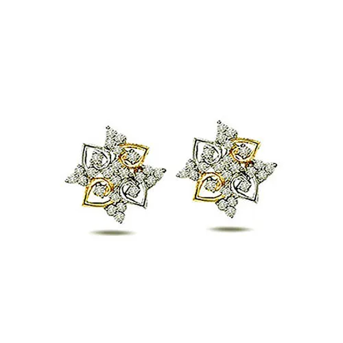 0.50 cts Real Two Tone Diamond Earrings (ER341)