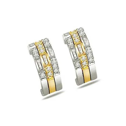 0.22 cts Diamond Two Tone Earrings -Two Tone Earrings