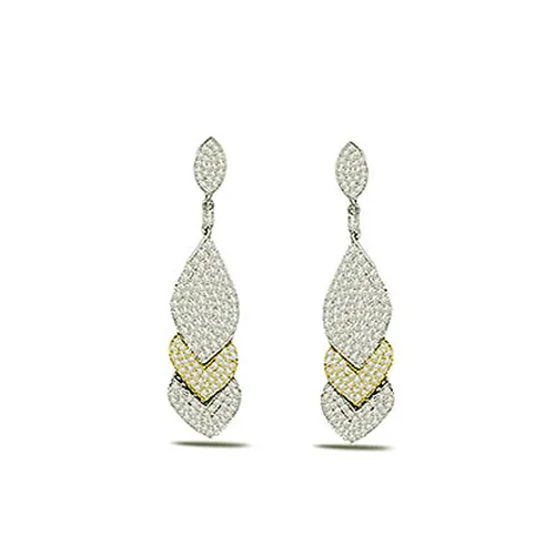 1.50cts Diamond Hanging Earrings in Two Tone Gold (ER357)