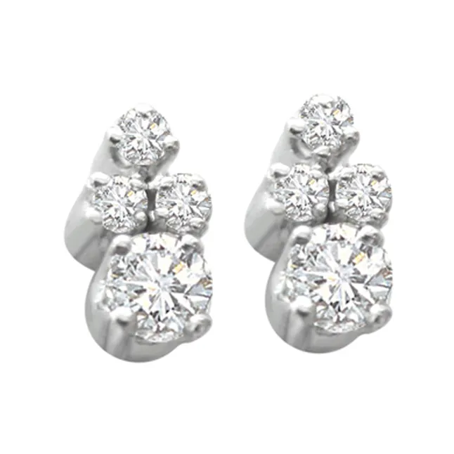 Mysterious Girl 0.20cts Real Diamond Earrings -White Rhodium