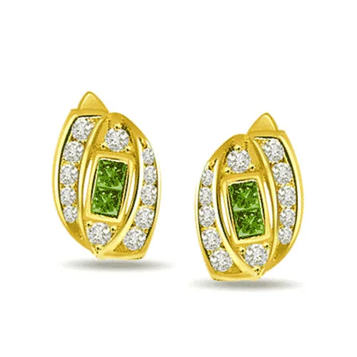 0.52cts Princess Emerald Diamond Earring in 18K Gold (ER365)