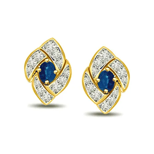 0.54cts Fine Oval Sapphire and Diamond Earring (ER366)