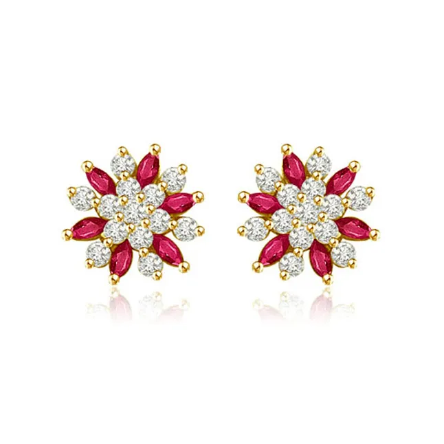 1.00 cts Diamond Ruby Earrings (ER367)