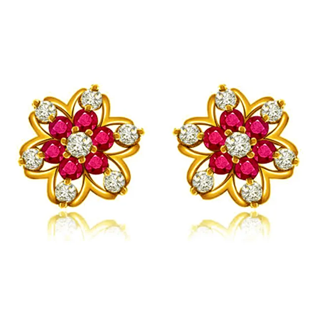 0.88 cts Diamond Ruby Earrings (ER369)