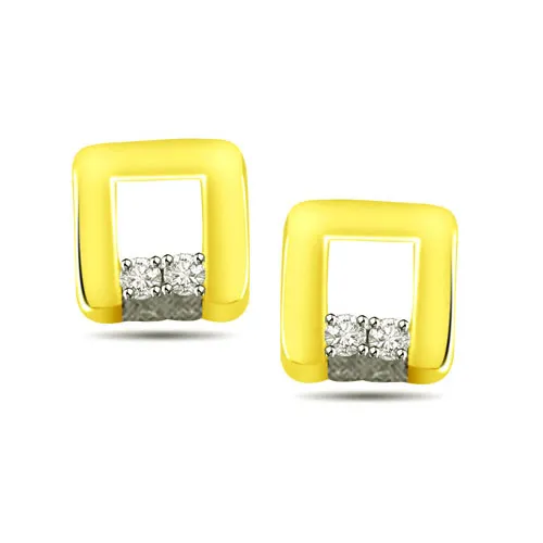 0.08ct Rectangular Diamond Earrings