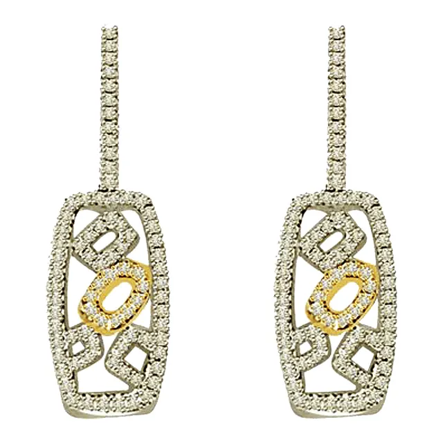 1.00 cts Two Tone Designer Diamond Earrings (ER387)