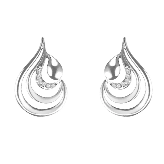 0.06 cts Diamond 14K Earrings -Designer Earrings