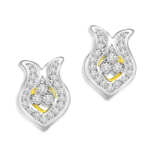 0.46 cts Diamond Two Tone 18K Earrings -Two Tone Earrings