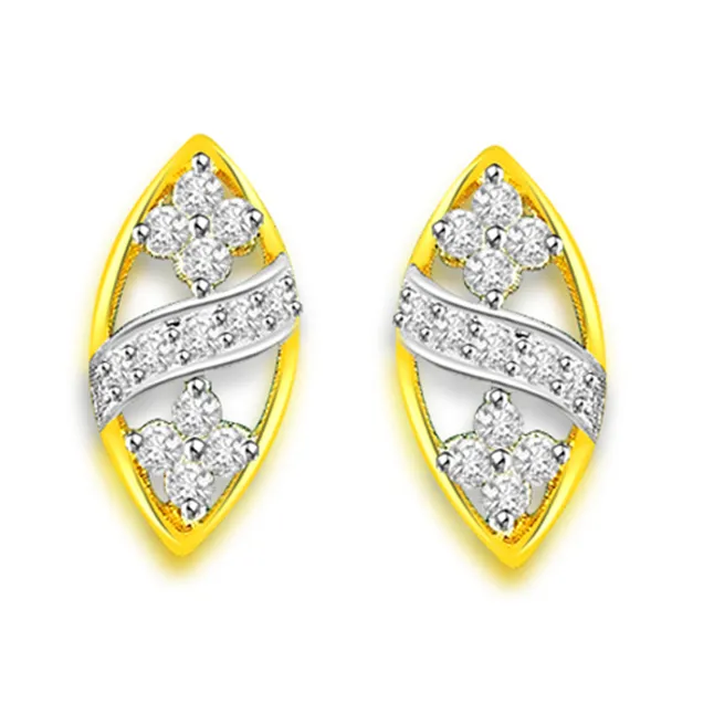 0.40 cts Diamond Two Tone 18K Earrings -Two Tone Earrings