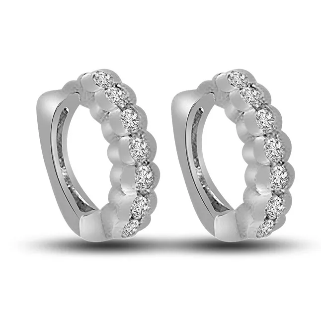 0.28 cts Diamond & 14K White Gold Earrings -Balis & Hoops