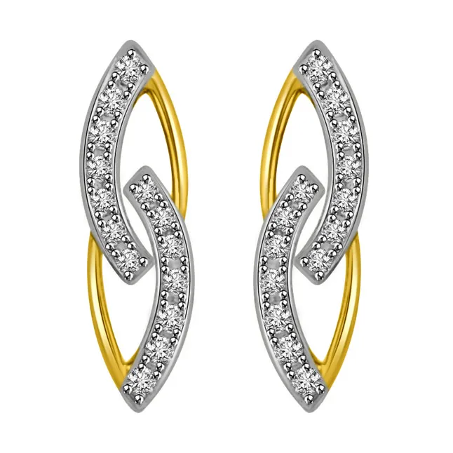 In My Arms Two Tone Gold & Diamond Earrings for My LOVE (ER422)