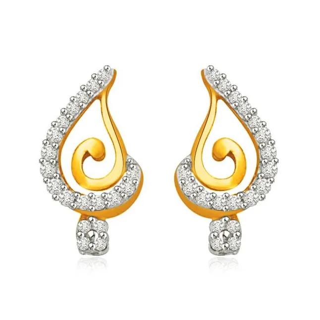 Star Bunch Stick 0.38cts Two Tone Gold & Diamond Earring for Lady Love (ER426)