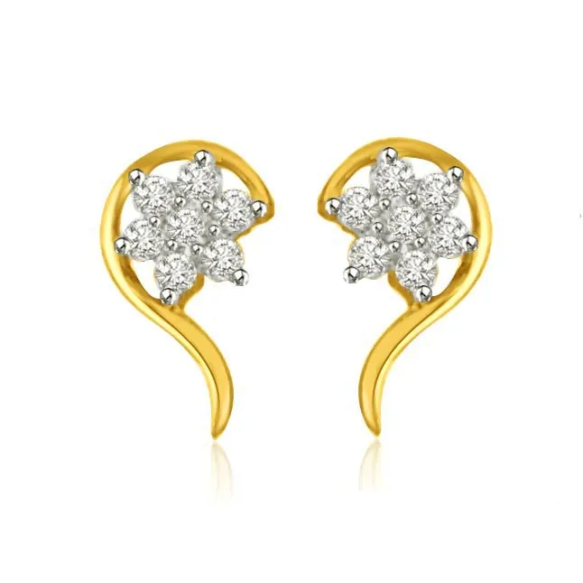 Star of My Life Gold & Diamond Earrings for Beloved -Flower Shape Earrings