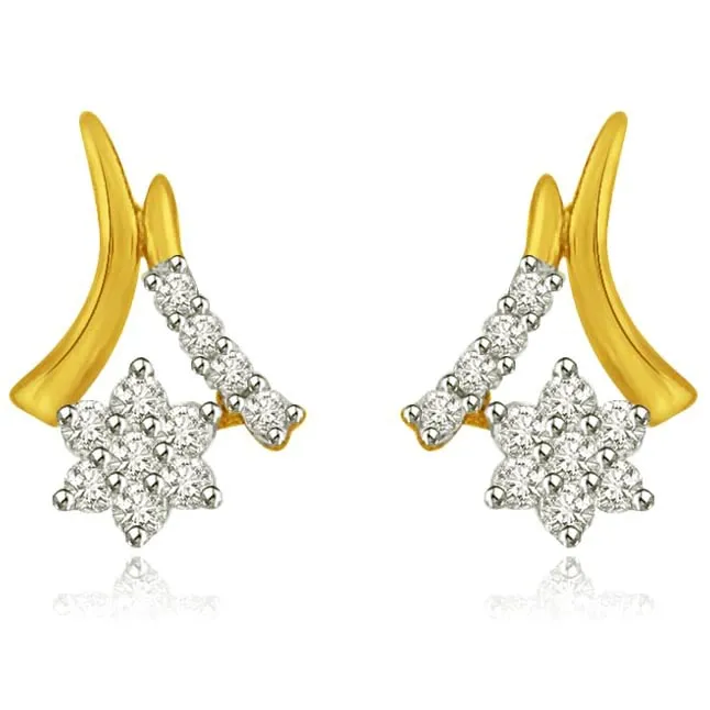 Stars & Stripes Two Tone Gold & Diamond Earrings for Love (ER433)