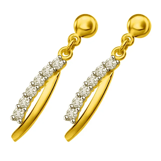 Twisted Dreams 0.30cts Diamond & Yellow Gold Drop Earrings (ER437)