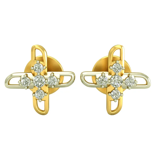 0.30cts Two Tone Diamond Earrings (ER441)