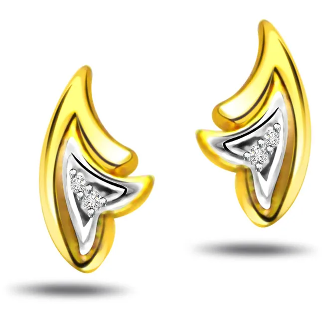 Starry Eyes - Real Diamond Two Tone Earrings (ER76)