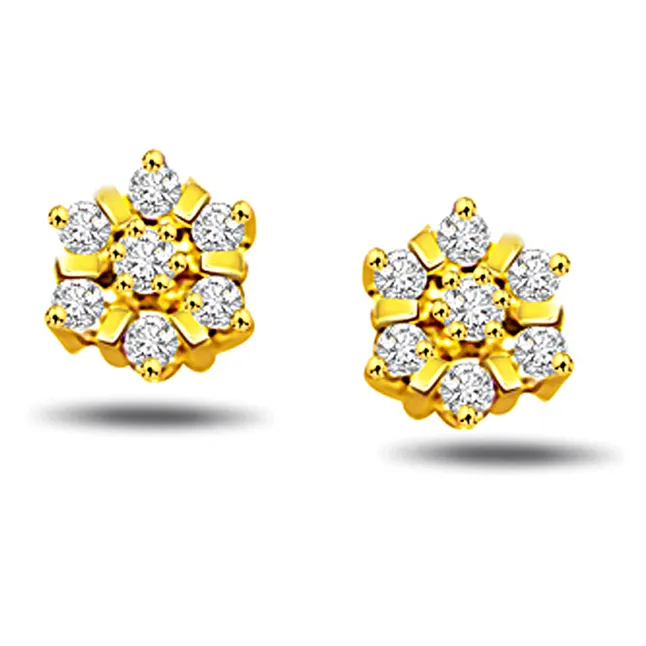 Floral Grace - Real Diamond Flower Shape Earrings (ER78)