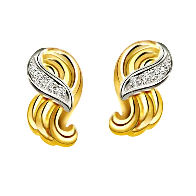 Graceful Girl - Real Diamond Two Tone Earrings (ER87)