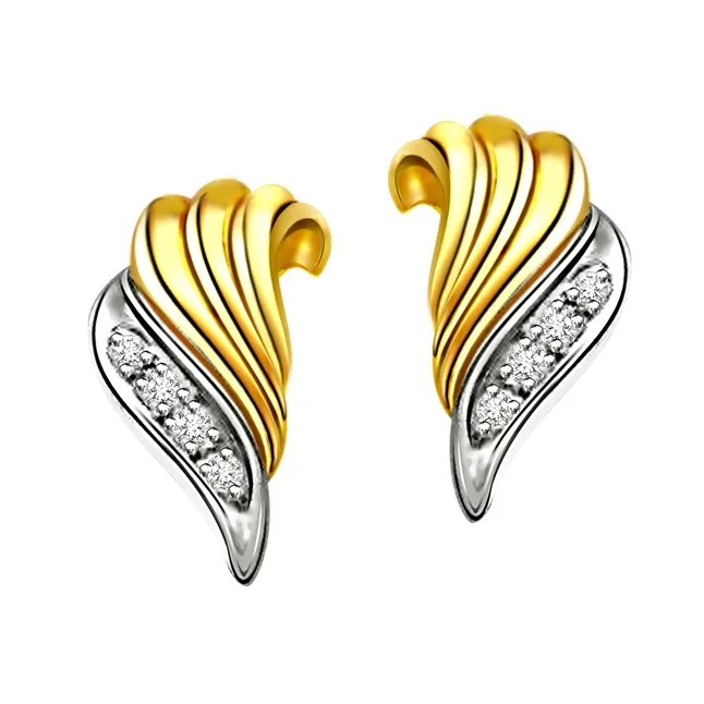 Pretty Pears - Real Diamond Two Tone Earrings (ER88)