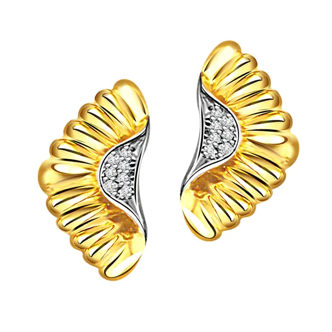 Ornate Adornments - Real Diamond Two Tone Earrings (ER90)
