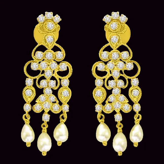 Triple Flower Diamond Dangler Earrings (ER11224)