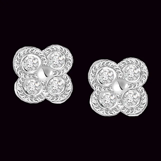 Mood Enhancers - Real Diamond Flower Shape Earrings (ER118)