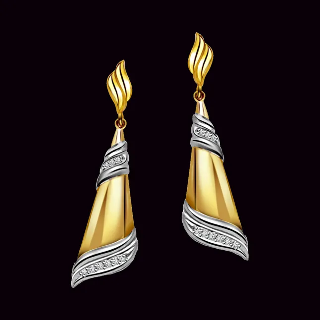 Bling - Real Diamond Two Tone Earrings (ER128)