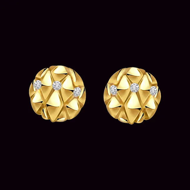 Charming Circles - Real Diamond Flower Shape Earrings (ER129)