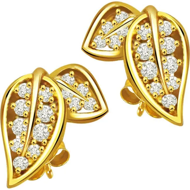 Love Birds 0.52 ct Diamond 2 Leaf Shaped Earrings -Designer Earrings