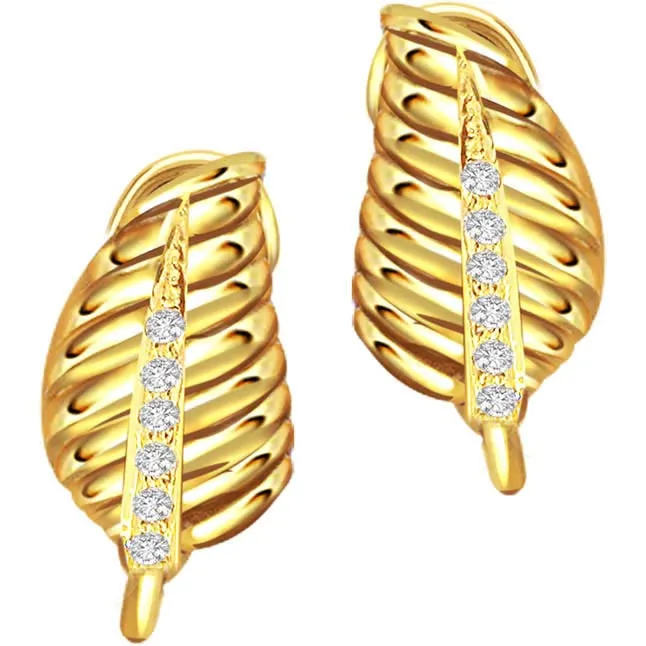 Enchanting Starlet 0.24ct Diamond Leaf Shape Earrings -Designer Earrings