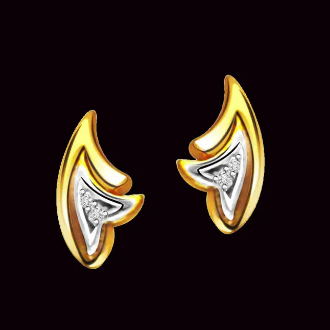 Golden Desire Two Tone Solitaire Diamond Earring (ER151)