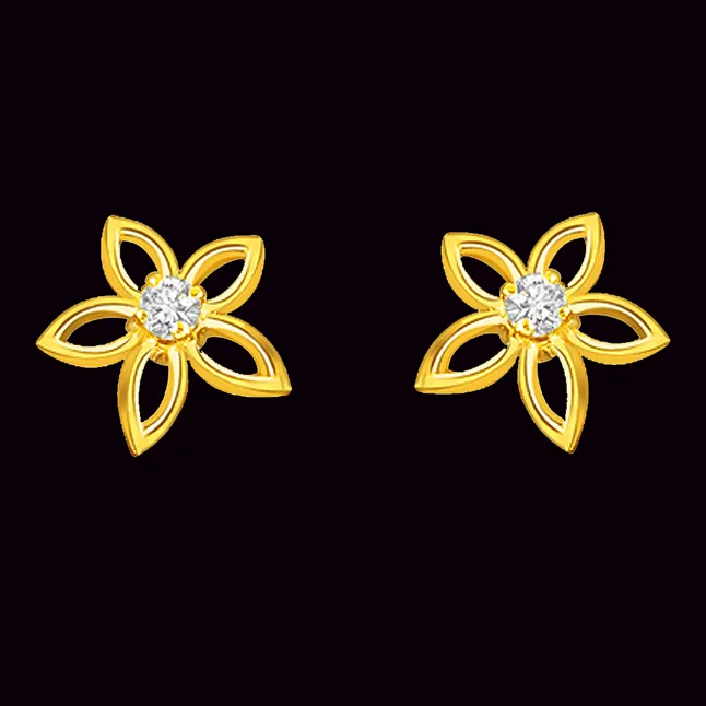 Golden Star 0.08 cts Solitaire Diamond Earring (ER163)