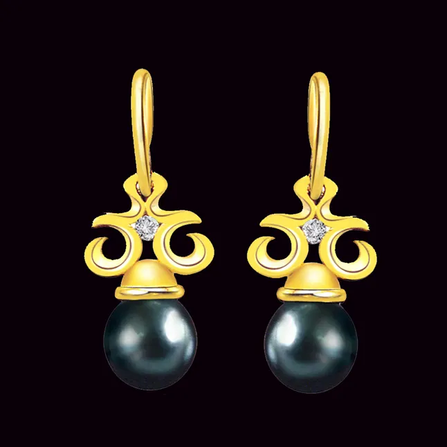 Added Bonus Pearl Real Diamond & Tahitian Pearl Earring (ER169)