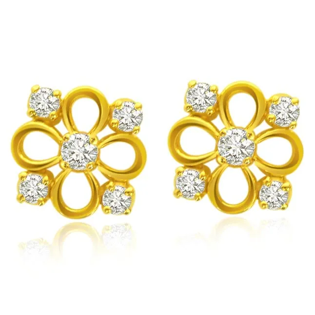 Flowery Fun Diamond Earrings ER -17 -Flower Shape Earrings