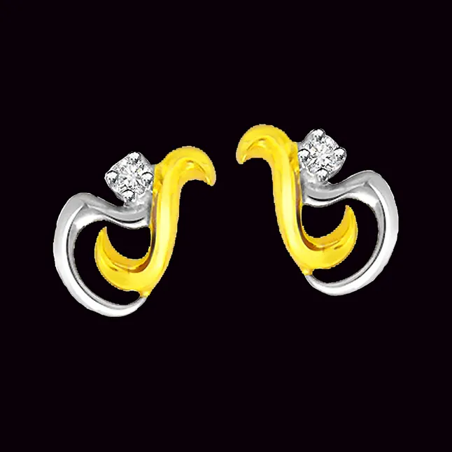 Love Locks Beautiful Diamond Earrings -Two Tone Earrings