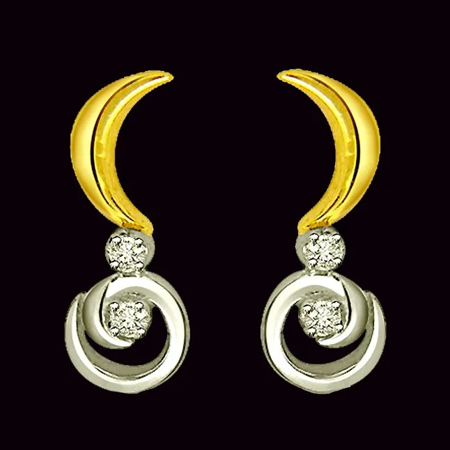 Sparkling Diamond Earrings -Two Tone Earrings