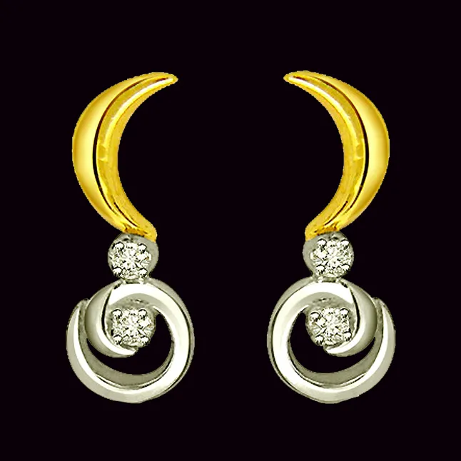 Sparkling - Real Diamond Two Tone Diamond Earring (ER182)